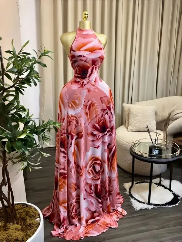 Women Printed Sleeveless with Sashes Fit and Flare A-line Maxi Dress 2026 Streetwear Beach Holiday Long Dresses Vestido — image 12