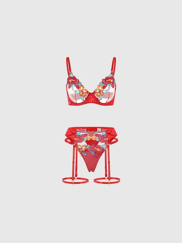 Women's embroidered bras come in underwire bra sets