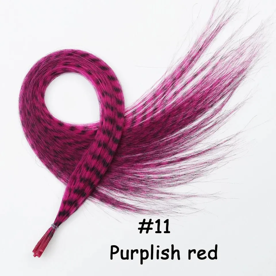 Synthetic Colored Feather Hair Extensions 16Inch Blue Purple For Women Zebra Line Feather Hairpiece For Women New Year Carnival