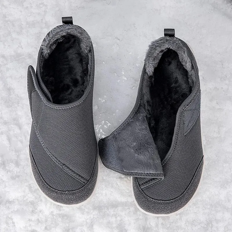 Winter Fur-lined Wide Box Toe Open Shoes for Elderly Men Women Diabetic Shoes Swollen Foot Fat Orthopedics Hallux Valgus Bunion