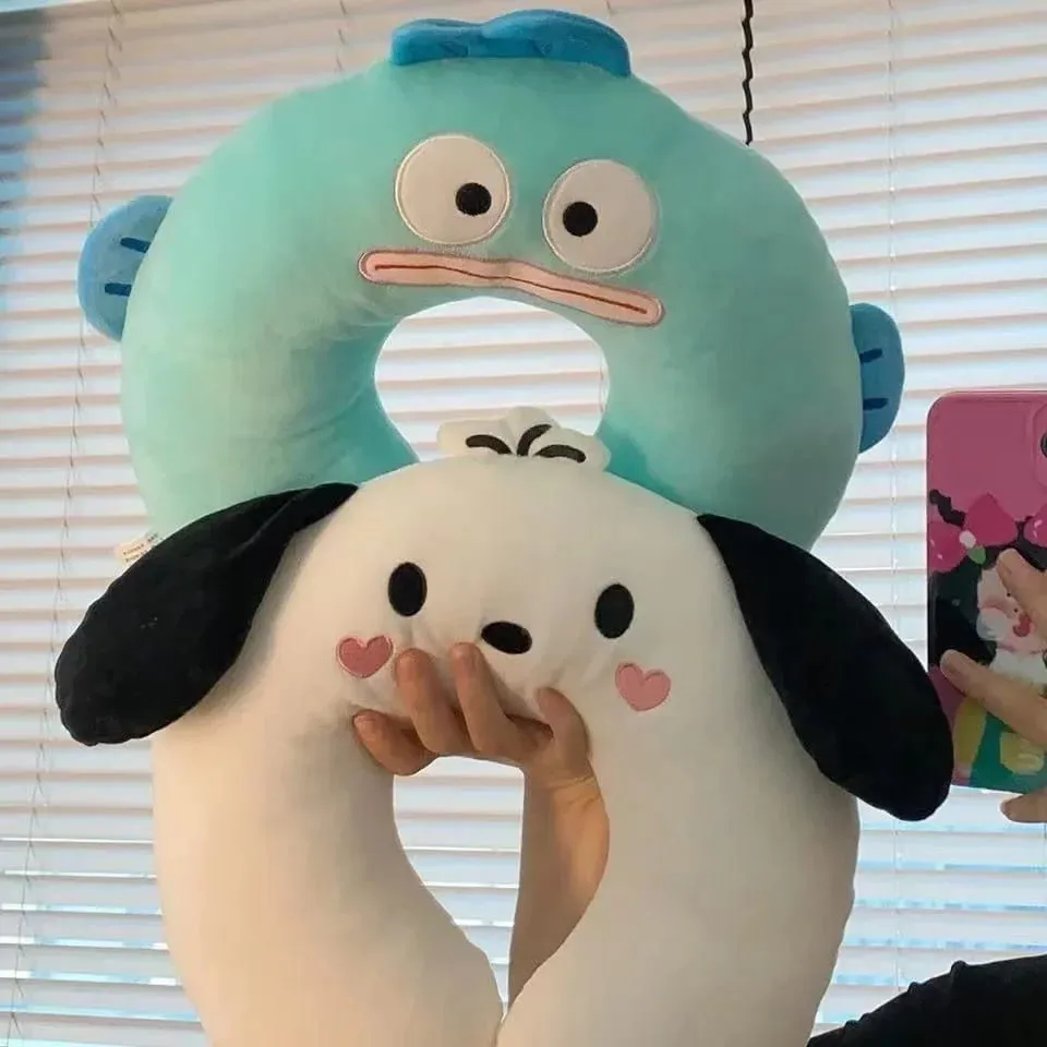 Sanrio Leuke U-vormige Nekkussen Hello Kitty Purin Pochacco Draagbare Dutje Kussen Perfect voor Neksteun Kuromi Knuffel