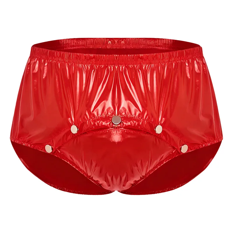 Mens Waterproof Diaper Cover Briefs with Front Pressing Buttons Anti-leak Adaptive Underwear Shorts for Elderly Special Needs