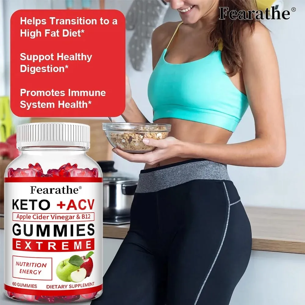Fearathe Slimming Keto Żelki z octu jabłkowego uzupełniają utratę wagi Zmniejszają niepokój i stres Wzmacniają układ odpornościowy