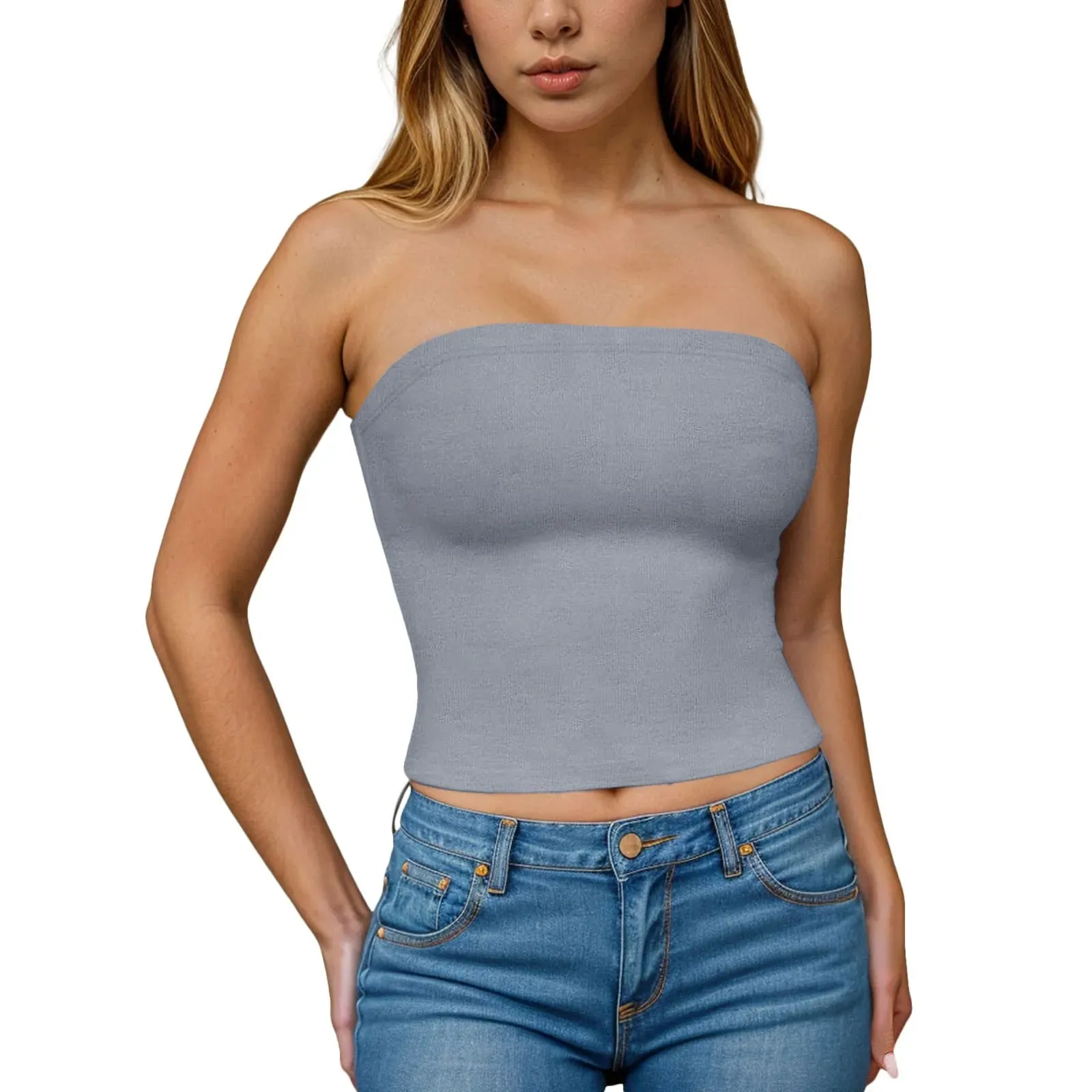Sexy Off Shoulder Tube Tops Women Strapless Solid Color Backless Bandeau Tops Summer Slim Fit Bottoming Shirts Underwear