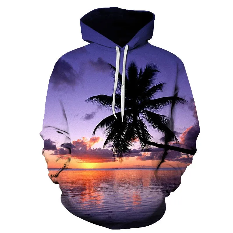 Hawaiian Four Seasons Fun 3D Printed Casual Hoodie Men's Cool Sunshine Beach Street Hoodie Full Style Trendy Style Tops