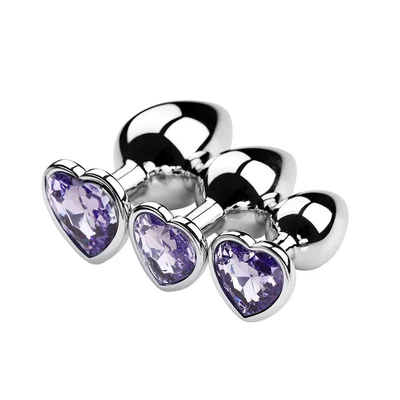 S/M/L Anal Plug Heart Metal Crystal Anal Plug for Women Removable Stainless Steel Butt Plug Men Stimulator Anal Sex Toys Dildo — image 9