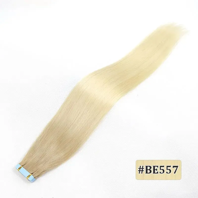 Tape In Hair Extensions Remy Human Hair Blonde Highlight Invisible Hair Extensions For Short Straight Hair 20Inch 20Pcs/Pack
