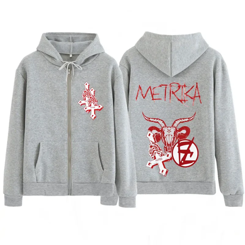 Singer Metrika Album Tour 2026 Print Zipper Hoodie Men Women Fashion Sweatshirts Winter Casual Hip-hop Oversized Zip Up Jacket