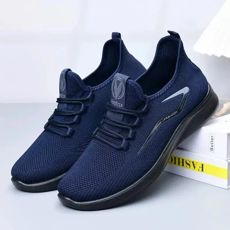 Panlalaking Breathable Knit Lace Up Casual Shoes Magaan ang Malambot na Sol na hindi madulas na Walking Sneakers para sa Panlabas na Libreng Pagpapadala na Sapatos