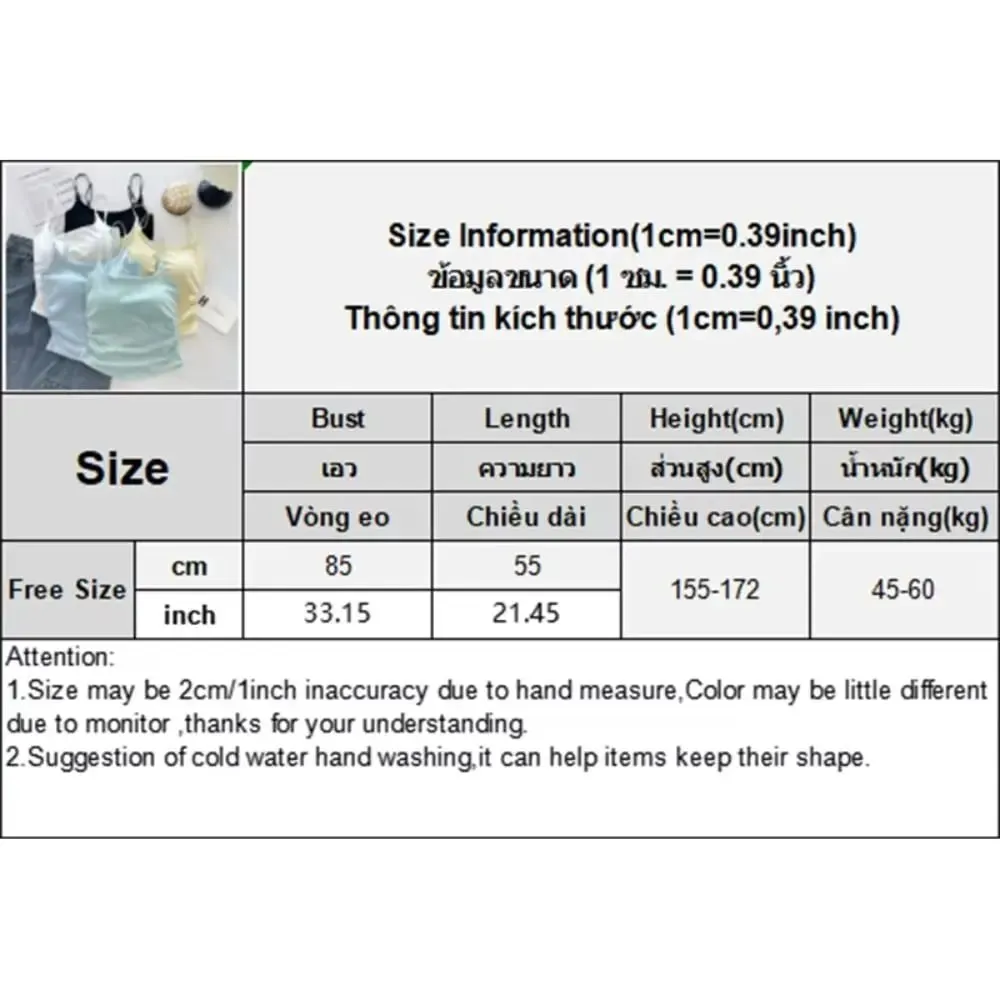 Simple Sleeveless Suspender Vest Slim Underwear Fitted Tops With Padded Cups Camisole Sports Activities