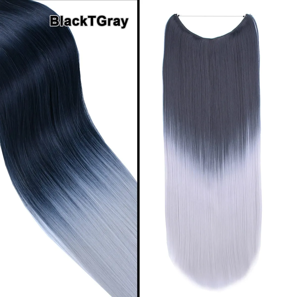 Jeedou Wavy Hair Extension Elasticity Invisible Wire Fish Line One Piece No Clips Synthetic Hairpieces Ombre Color For Ladies