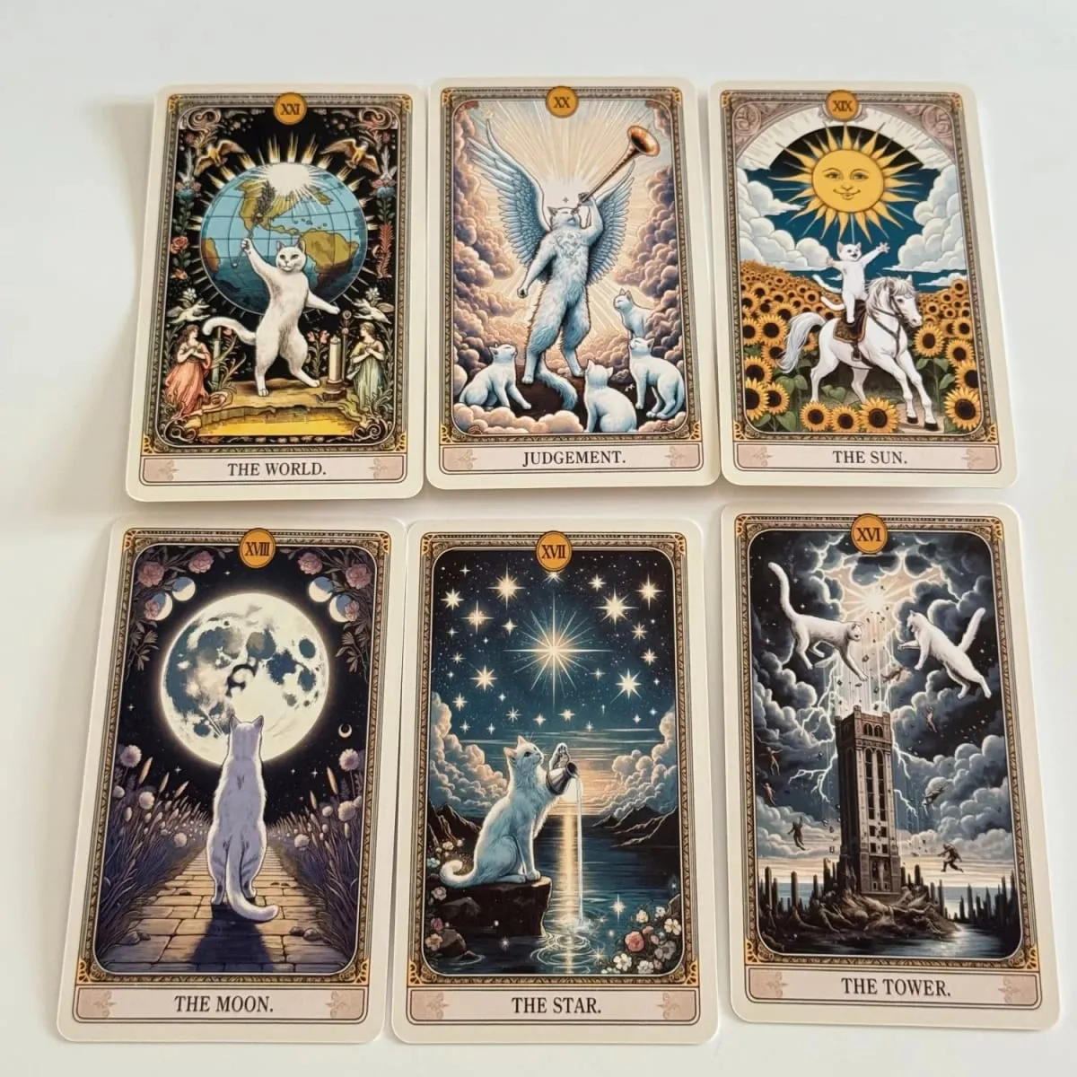 12*7cm Cat Tarot Deck In Metal Box 350GSM English Version Wait Tarot Cards Board Games with Paper Instruction Manual