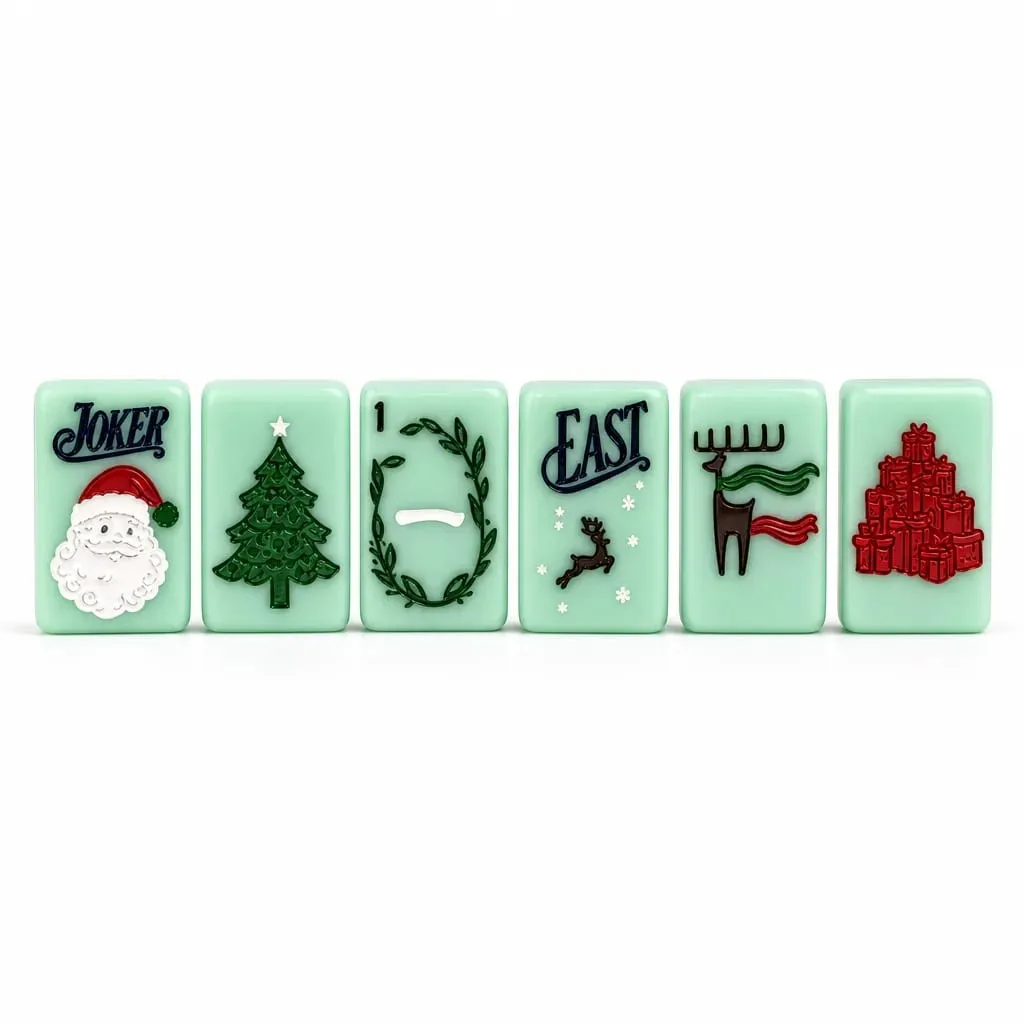 Original Design Christmas American Mahjong 160 Tiles - Acrylic 36x25x11mm with Jokers and Winds Holiday Game