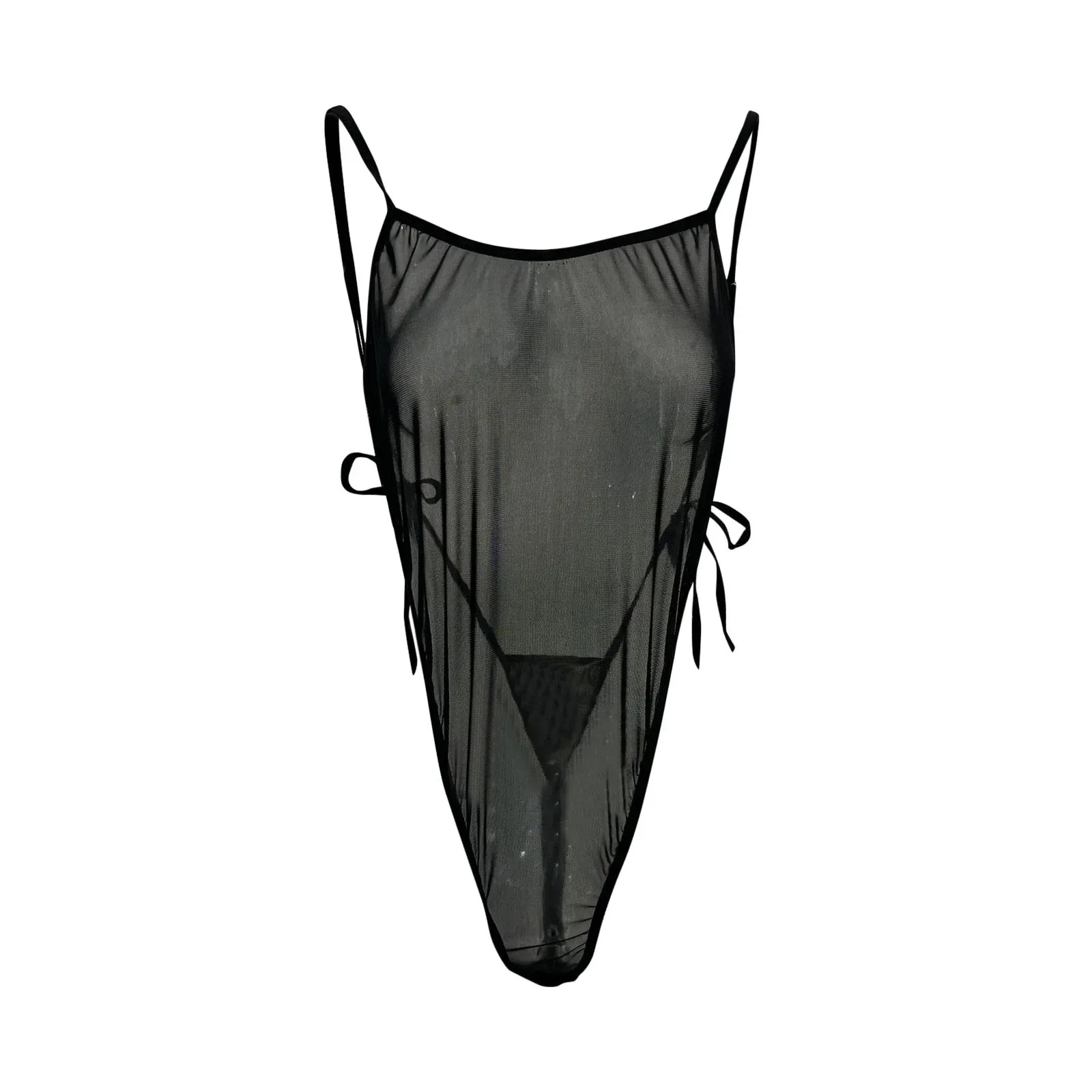 여성을위한 섹시한 꽉 Bodys 1 조각 섹시한 백 레스 투명 메쉬 스트랩 바디 슈트 블랙 민소매 Playsuits 섹시한 여자 Romper