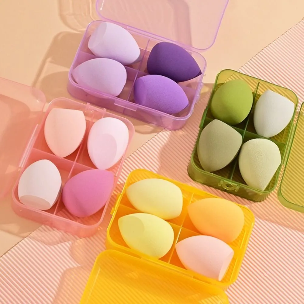 4Pcs Beauty Pro Foundation Cosmetic Puff Set Dry Wet Usable Makeup Tool Magic Brushes With Box Sponge Powder Makeup