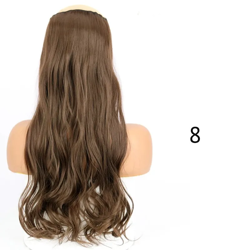 Synthetische 5 Clips in Haarverlängerungen, natürliche lange gewellte Frisuren, gefälschtes Haarteil, braun, schwarz, einteilig für Frauen