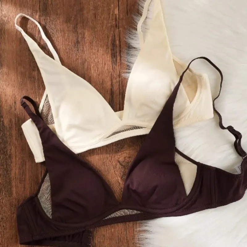Sexy Deep V Rabbit Ear Bra Wireless Invisible Summer Bra for Women Thin Breathable Comfort Bralette Small Chest No Underwire