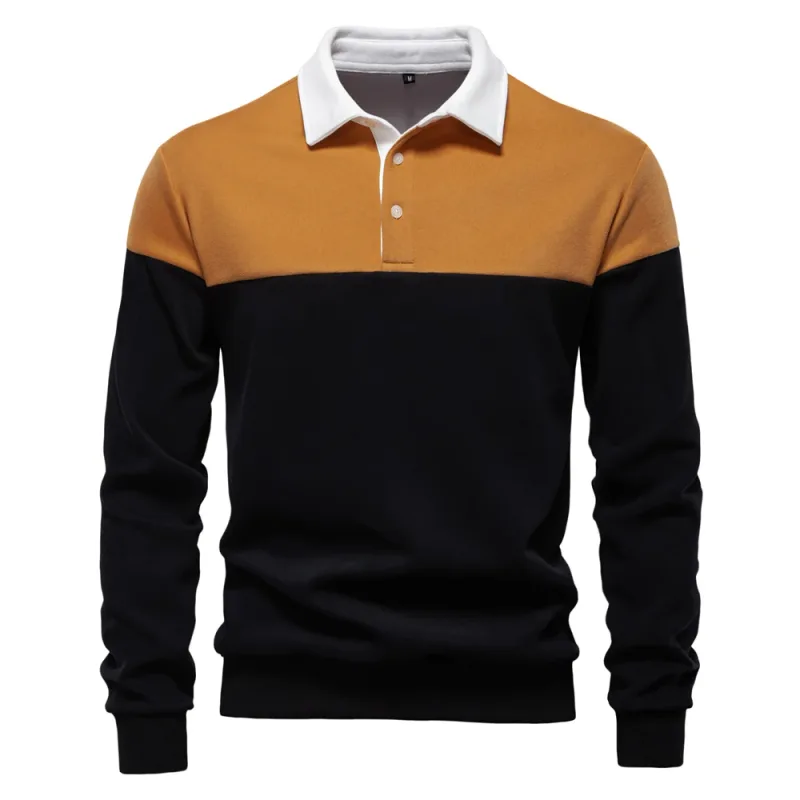 New Spring Men's Color-Block Cotton Blend Hoodies for Business Casual Style Long Sleeve Sweatshirt