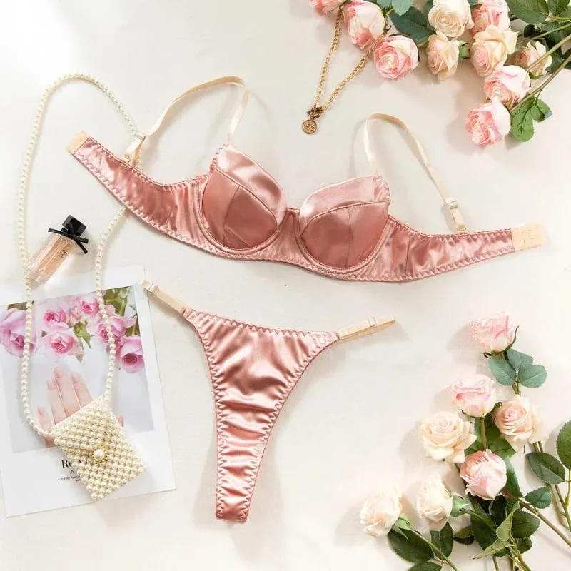 Sexy Female Lingerie 2 Pcs Sets Fancy Patchwork Bras and Thongs Women Underwear Suits Attractive Bilizna Intimate Set
