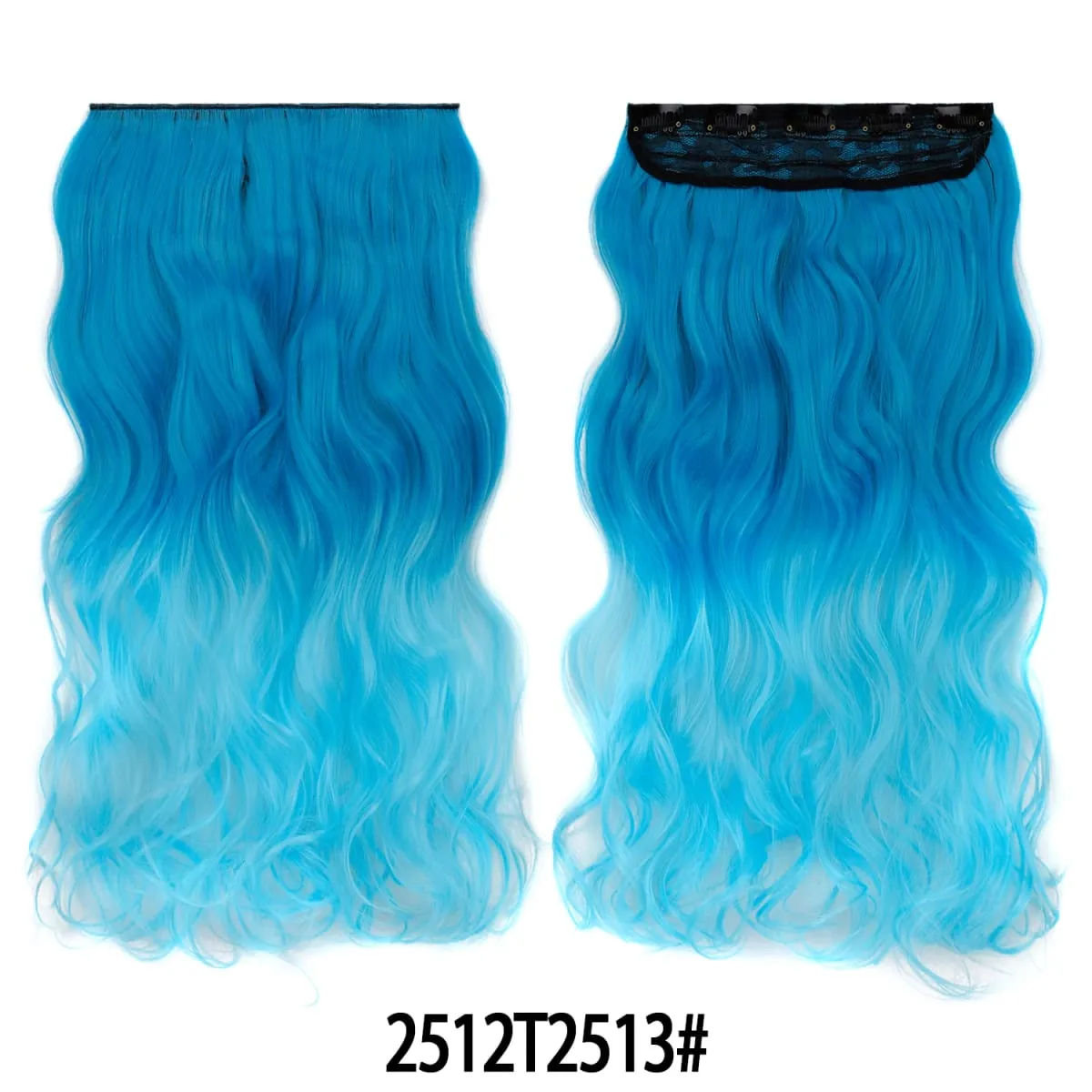 Jeedou One Piece 5 Clips Wavy Ombre Clip In Hair Extensions Long Water Wave Synthetic Curly Hair Piece Rainbow Colored Hair