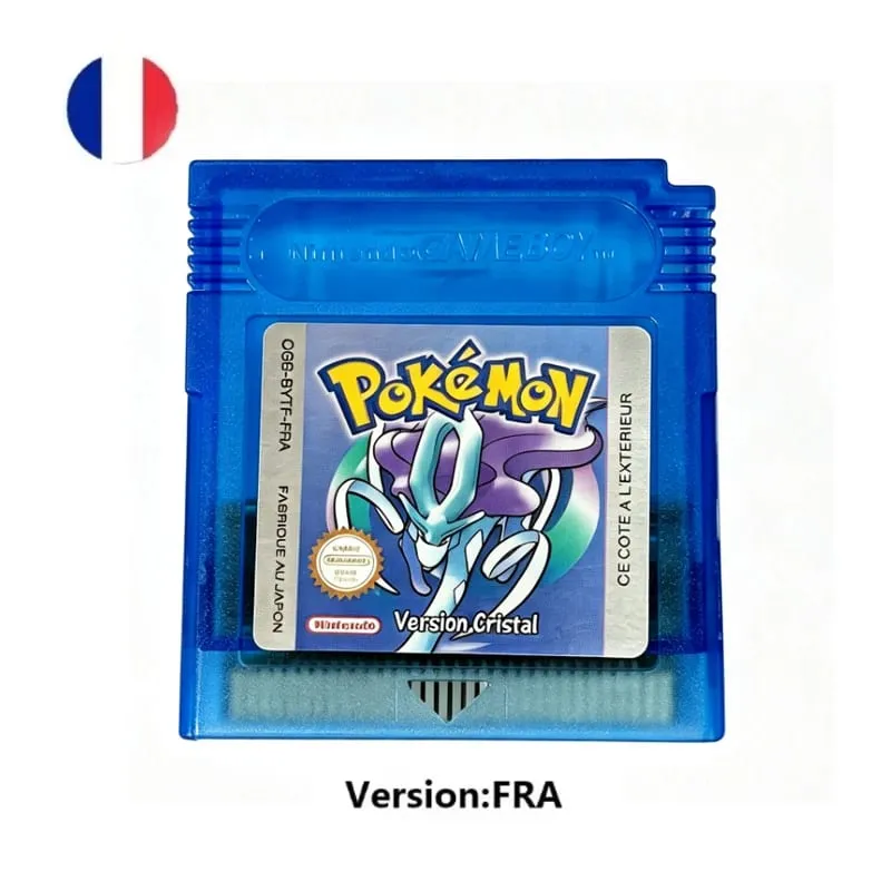 Cartouche de jeu vidéo Pokemon 16 bits, plusieurs styles, rouge, bleu, cristal, doré, vert, argent, jaune, carte de Console GB/SP