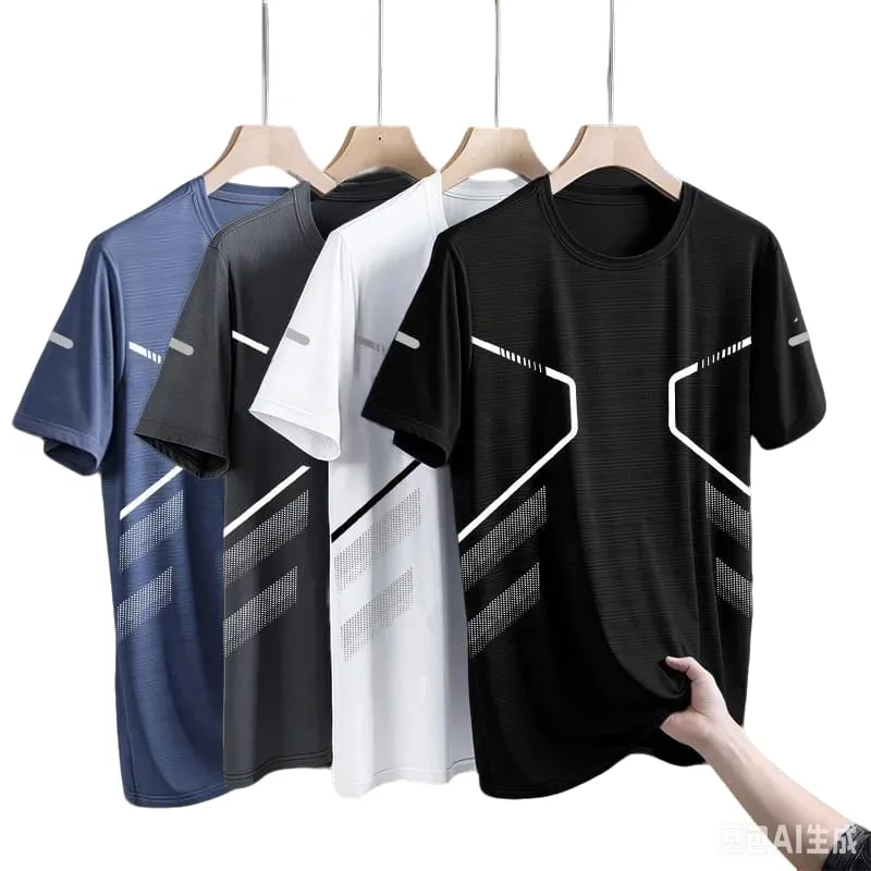 New Ice Silk Running Shirts Men Loose Short Sleeve Top Basketball Gym Sportswear For Male Fitness Workout Mesh Breathable Tee