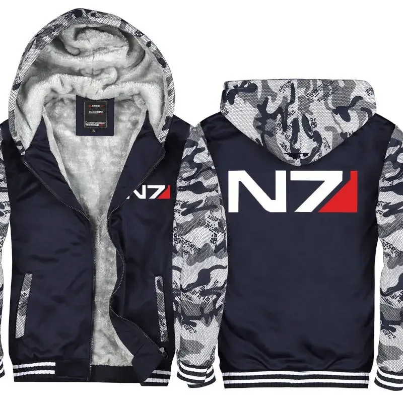 Effect N7 Hoodies Jacket Zipper Thickened Fleece Men's Winter Casual Fashion Men Women Anime Game Unisex N7 hoodie sweatshirt