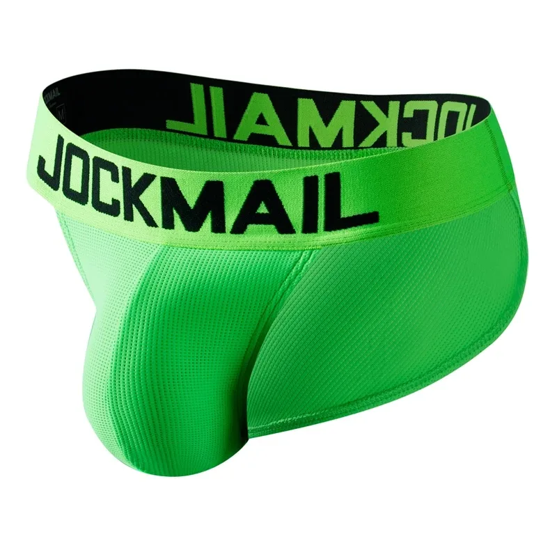 Jockmail Mans Underwear Gay Brief Nylon Mesh Sexy Low Waist Ropa Interior Hombre Letter Embroidery Sissy Panties Male Lingerie