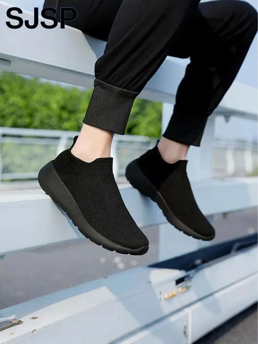 Men's Casual Sports Shoes Breathable Lightweight Sneakers Outdoor Mesh Black Running Shoes Sports Jogging Walking Shoes