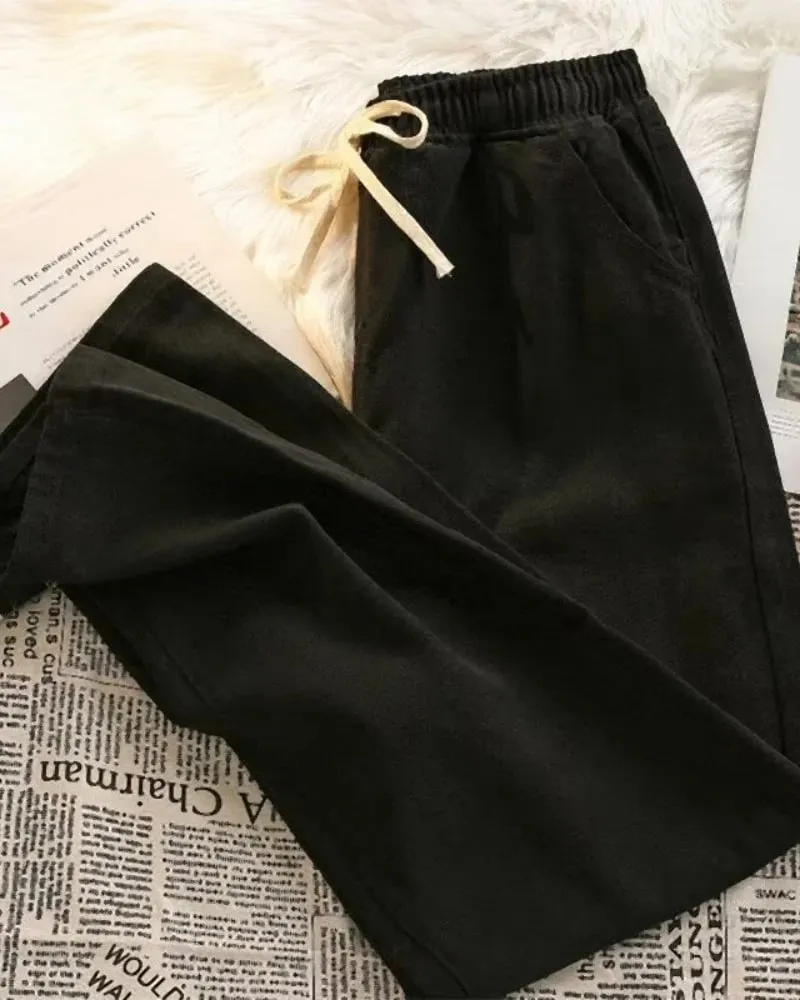Men's Winter Loose Jeans Elastic Waist Wide Leg Y2K Denim Pants Straight Leg Comfortable Brand Men's Jeans
