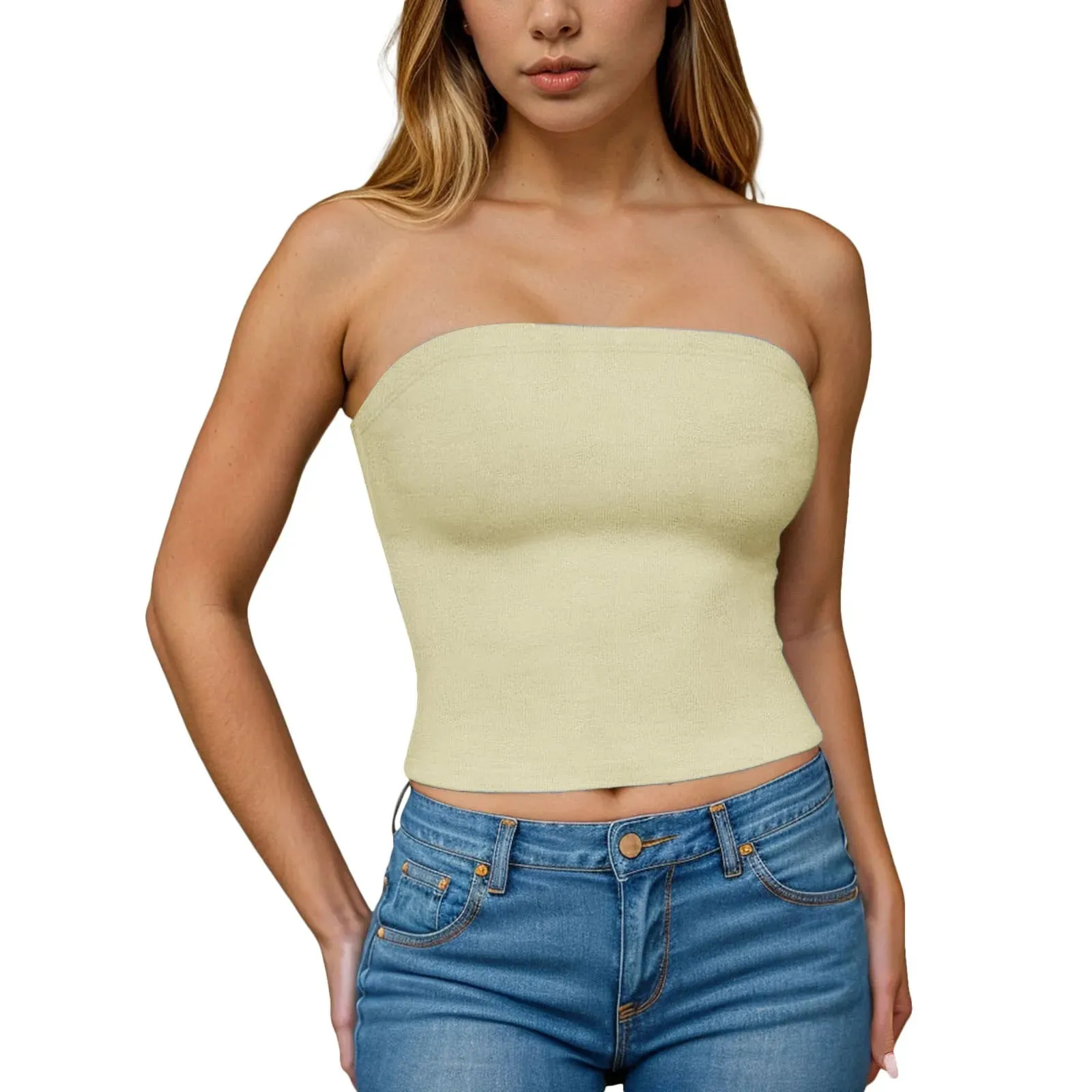 Sexy Off Shoulder Tube Tops Women Strapless Solid Color Backless Bandeau Tops Summer Slim Fit Bottoming Shirts Underwear