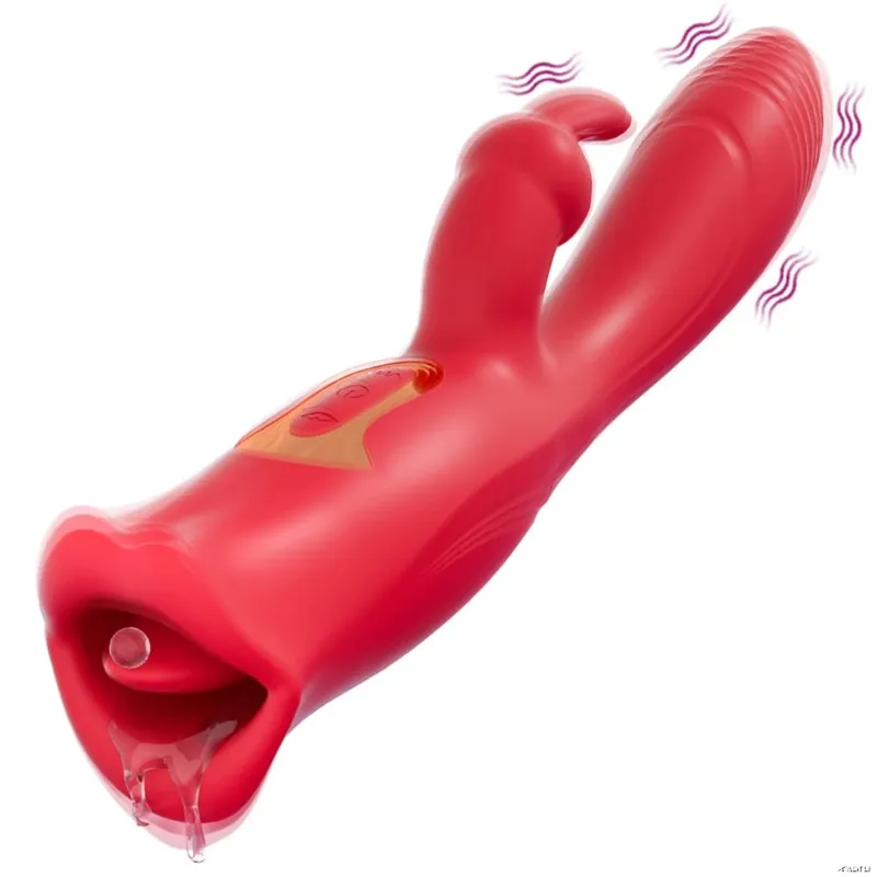 Tongue Licking Clit Vibrator Mouth Biting Sex Toy for Women Blowjob Simulation Nipple Clitoris Stimulator Female Masturbator