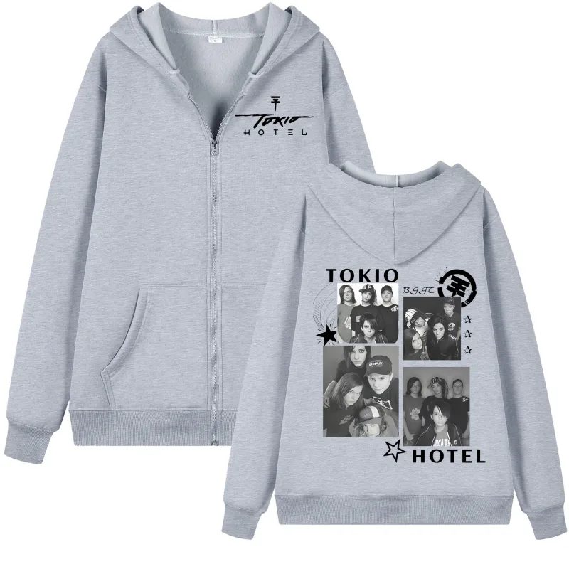 Tokio Hotel Arena Tour 2026 Graphic Zipper Hoodie Rock Fashion Vintage Zip Up Pullovers Men Women Casual Long Sleeve Sweatshirts