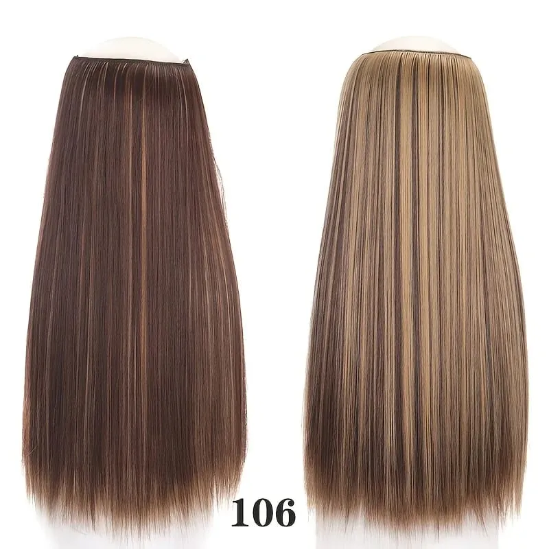 Extensions de cheveux synthétiques sans Clips faux postiche ombré blond brun noir cheveux raides naturels faux postiche pour femme