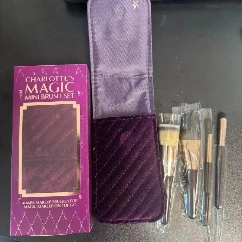New C and T Purple 4pcs Brush Set with Bags Make Up Brushes Set