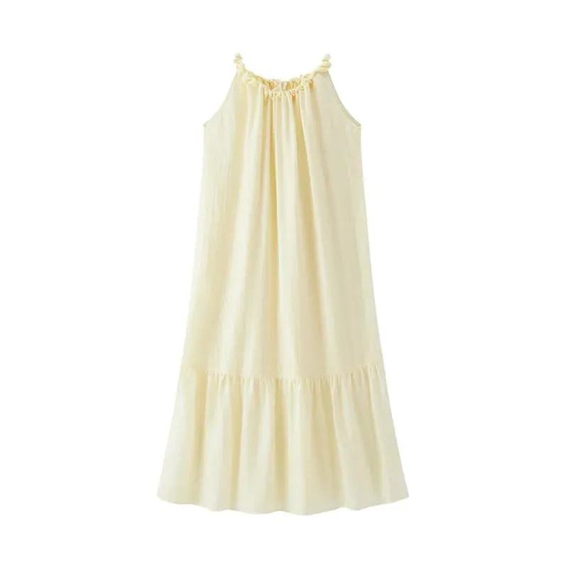 Semir Women Dress Bowknot Textured Halter Neck Vacation A Line Maxi 2026 Summer Romantic Fresh Elegant Soft Comfy Holiday Top