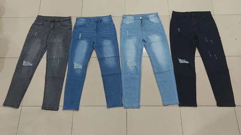 Men's American Retro Hole-Punched Stretch Slim Fit Jeans Zipper Casual Streetwear Denim Pants Classic Black Blue Skinny Trousers — image 9