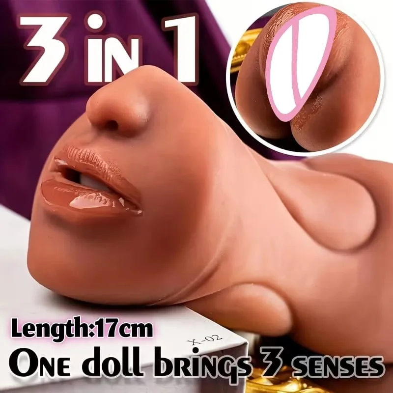 Rubber Vagina Ass Deep Throat Male Masturbator Handheld Pocket Pussy Realistic Vaginal Tight Anal Soft 3 in 1 Blowjob Sex Toys