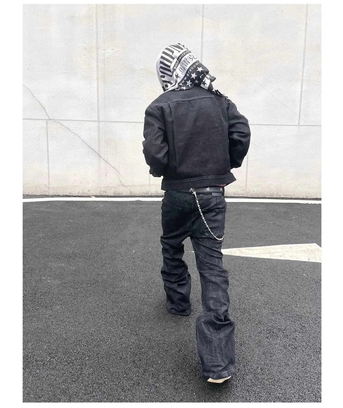 Denim Pant Men Stacked Jeans Vintage Pants Spliced Full Length Mid Waist Washed Straight Trousers Y2k High Street Casual Spring