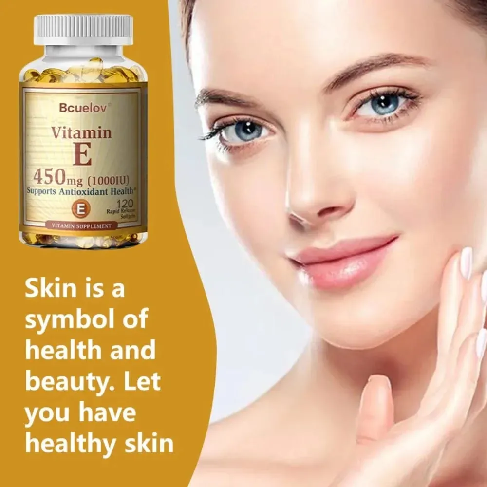 Vitamin E 1000IU Capsules - Supports Skin Cardiovascular Health Boosts Immunity Anti-aging Skin Health