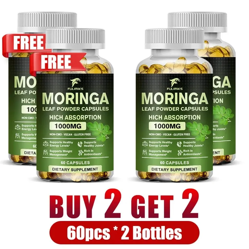 Buy 2 Get 2 Free! Pure Moringa Leaf Powder Supplement Energy Metabolism and Immune Support Weight Management Non-GMO