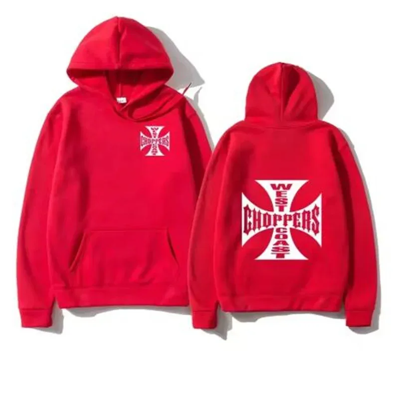 West Coast Iron Cross Choppers 인쇄 된 남성 후드 패션 쿨 운동복 남여 패션 양털 Oversize Hoody Street