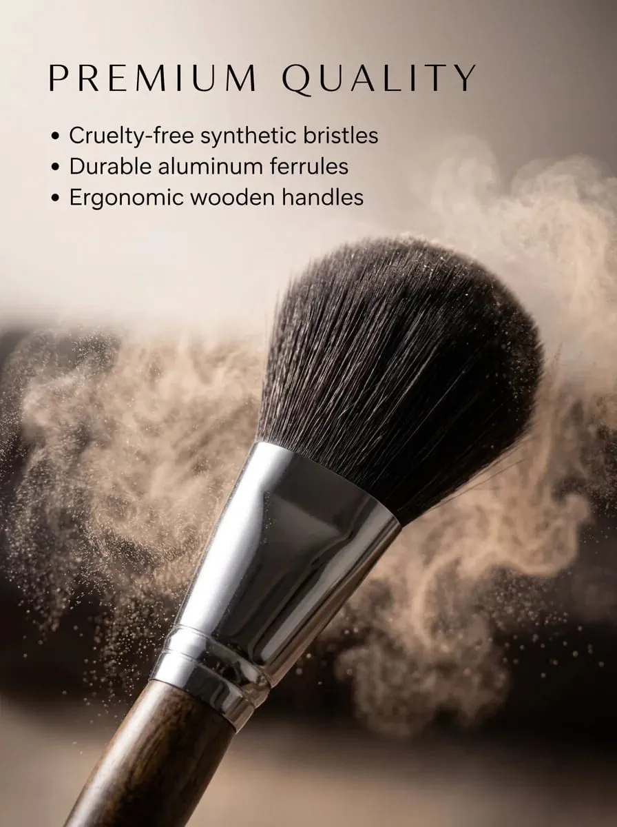 32Pcs Professional Makeup Brush Set Wooden Handle Cosmetic Brushes Foundation Eyeshadow Blush Brush with PU Storage Bag