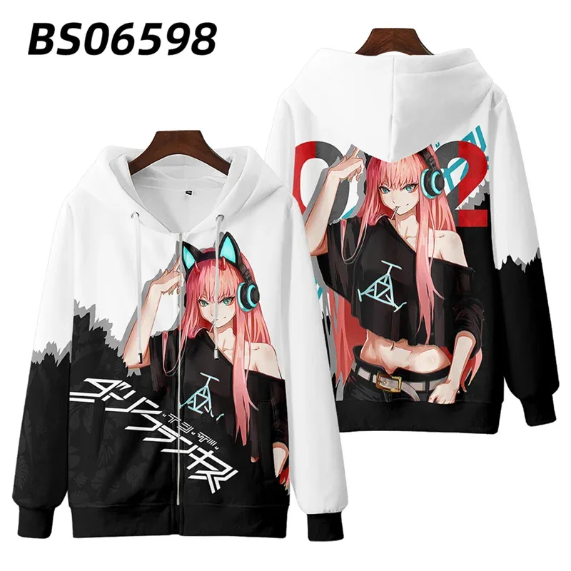 Hot Japan Anime Darling In The Franxx Cosplay Zipper Hoodies 3D Print Men Women Hip Hop Tracksuit Zipper Hoodie Men's Clothing