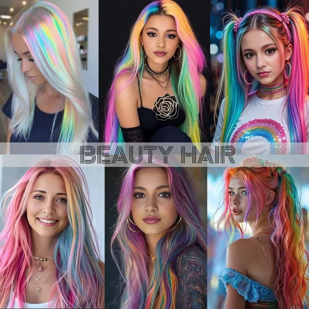 70roots 16inch I-tip Fusion Candy Colors colorful Synthetic Hair Extensions with crochet hook and ring Y2K style