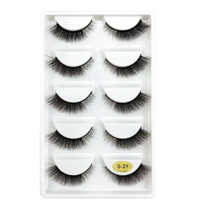5 Pairs S03 Natural Looking 3D Mink Fake Eyelashes Makeup Tools Fluffy Style Water Mink Fur False Eyelashes for Eye Makeup