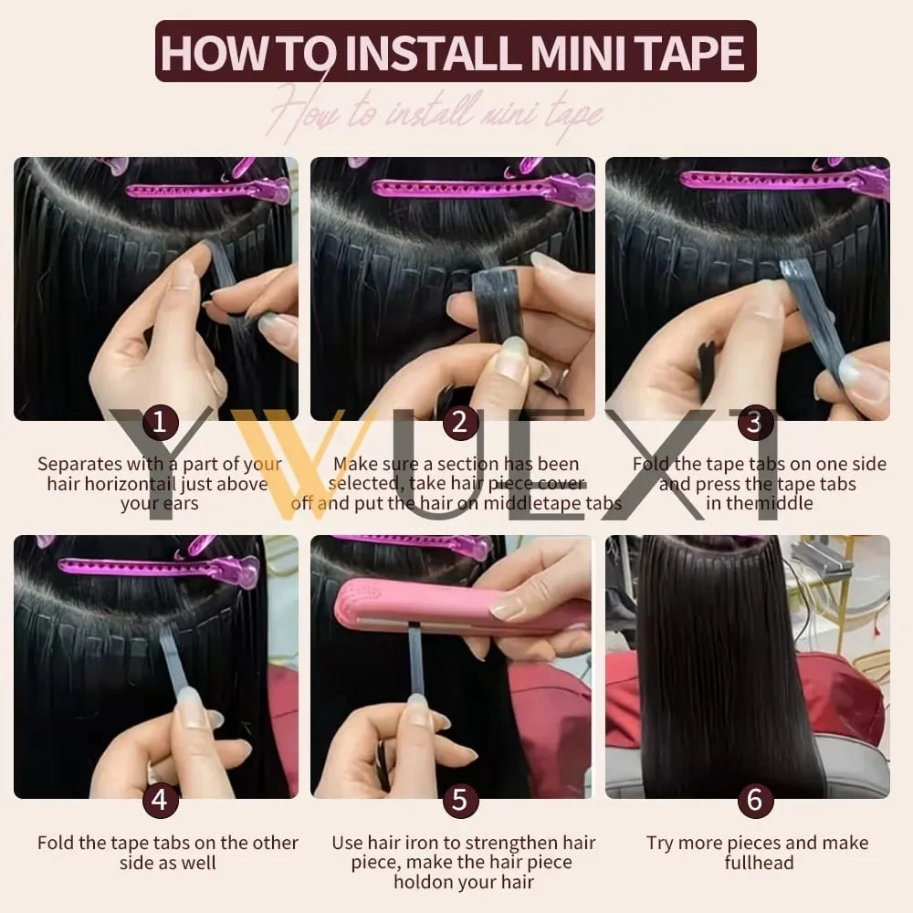Mini Tape in Human Hair Extensions 12"-20" Straight Natural Black 1B# Machine Made Remy Hair 10pcs/pack Invisible Tape Hair for Women Black Friday