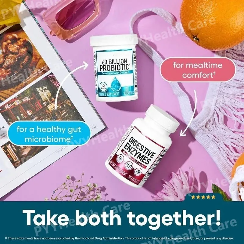 Probiotic Capsules Multi-Strain Probiotic with Organic Prebiotics Daily Digestive Health Supplement