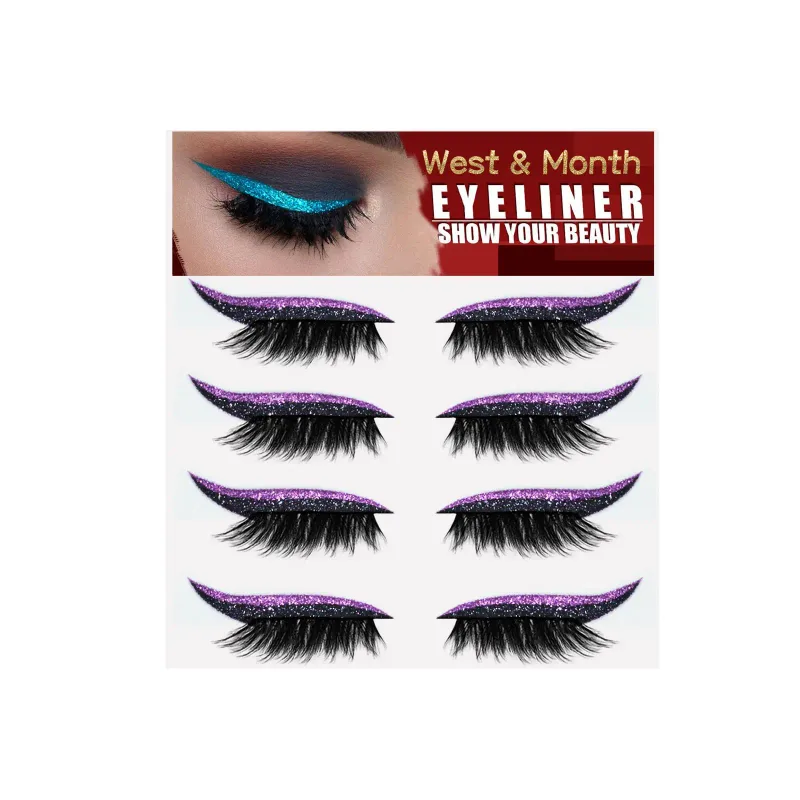 2in1 Eyeshadow Eyeliner Stickers False Eyelashes Waterproof Eyelash Liner Patches Instant Cat Eye Natural Look Party Eye Makeup