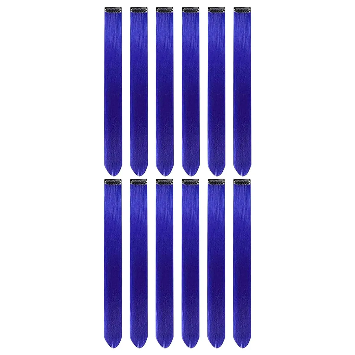Clip in Hair Extensions Farvede Fest Highlights 22 tommer 6 stk/pakning Multi-farve Lige hår Syntetiske hårstykker Royal Blue — image 5